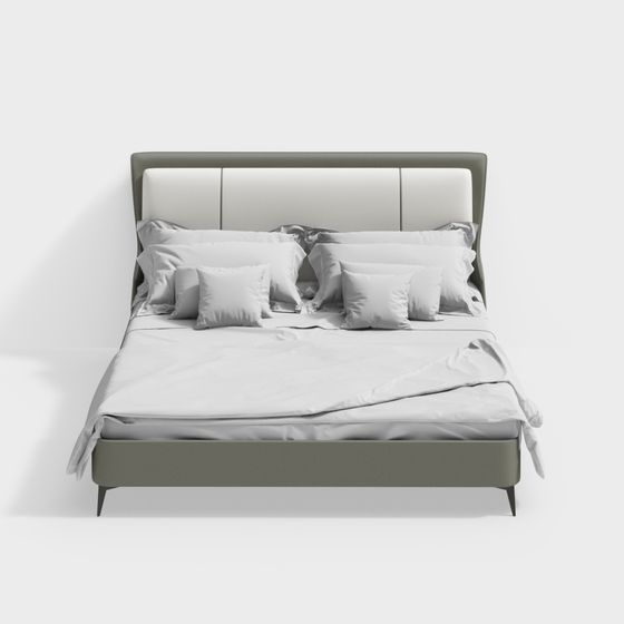 Stylish Minimalist 3D Bed Model for Contemporary Interiors