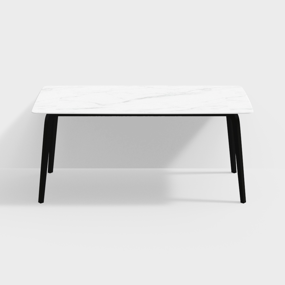 Red square print - oriental minimalism - dining table - 1.8M four-corner curved table T-824