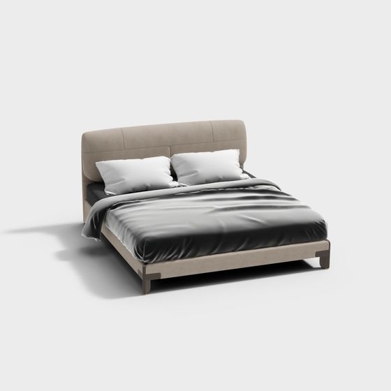 Stylish Low-Poly Bed 3D model for Contemporary Spaces