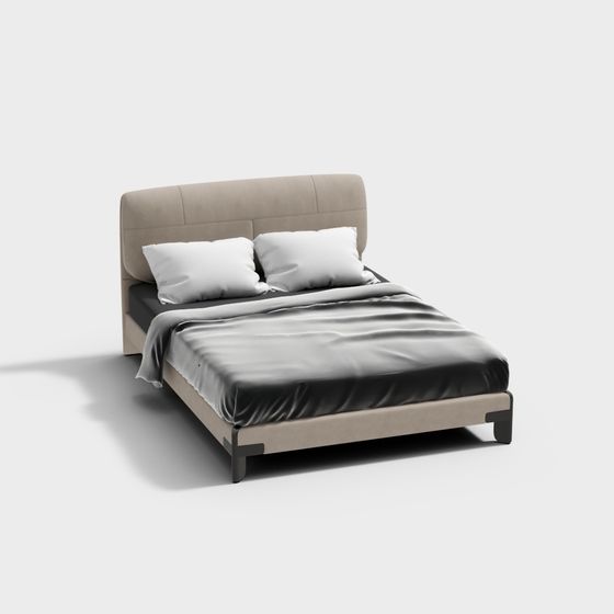 Stylish Low-Poly Bed 3D Model for Contemporary Spaces