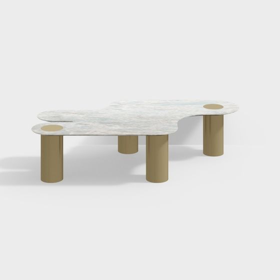 Streamlined Marble Coffee Table 3D model