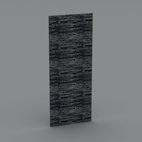 High-Detail Black Stone Wall 3D model