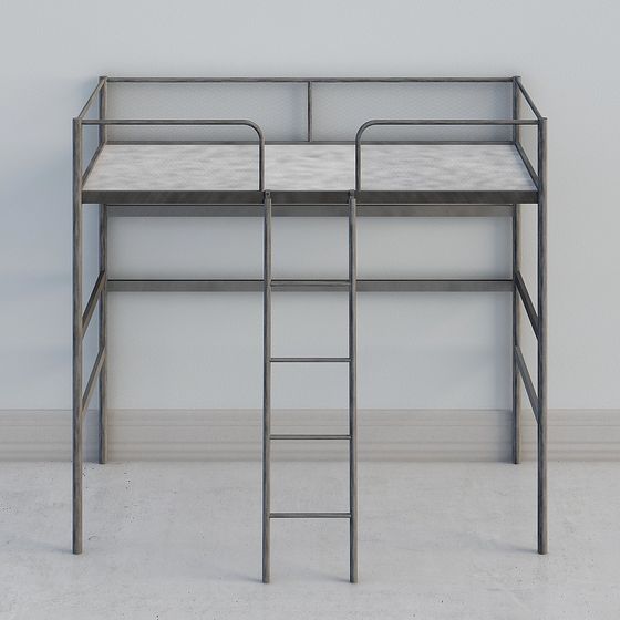 Stylish Dual-Level Metal Bed Frame 3D model