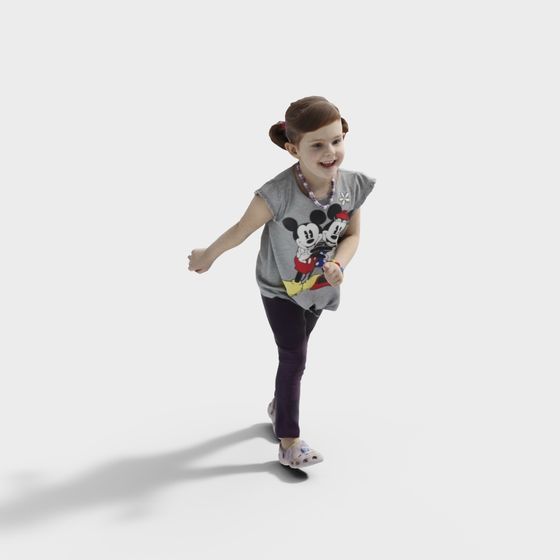 Whimsical 3D Model of a Little Girl in a Dreamland