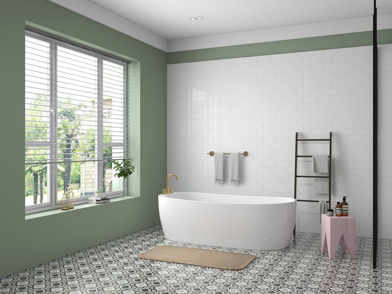 Modern Minimalist Bathroom with Green Touches