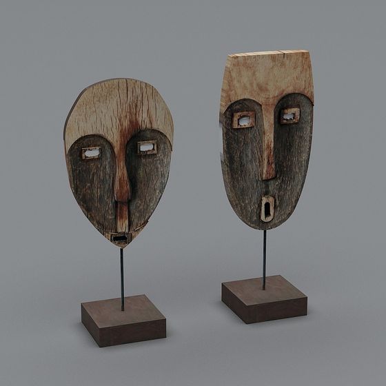 African-inspired Wooden Mask 3D model