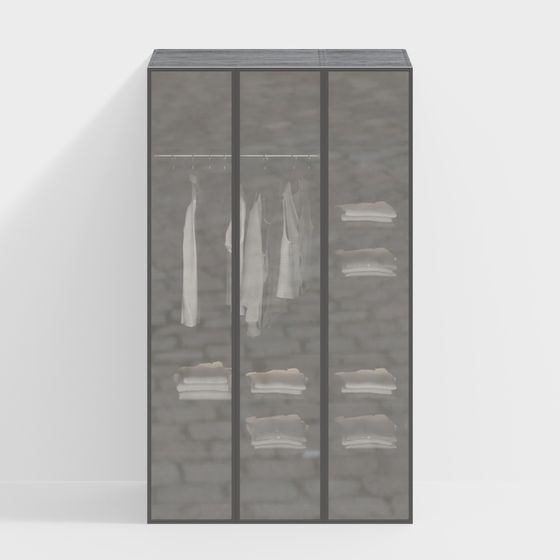 Stylish Minimalist Wardrobe 3D model for Modern Design