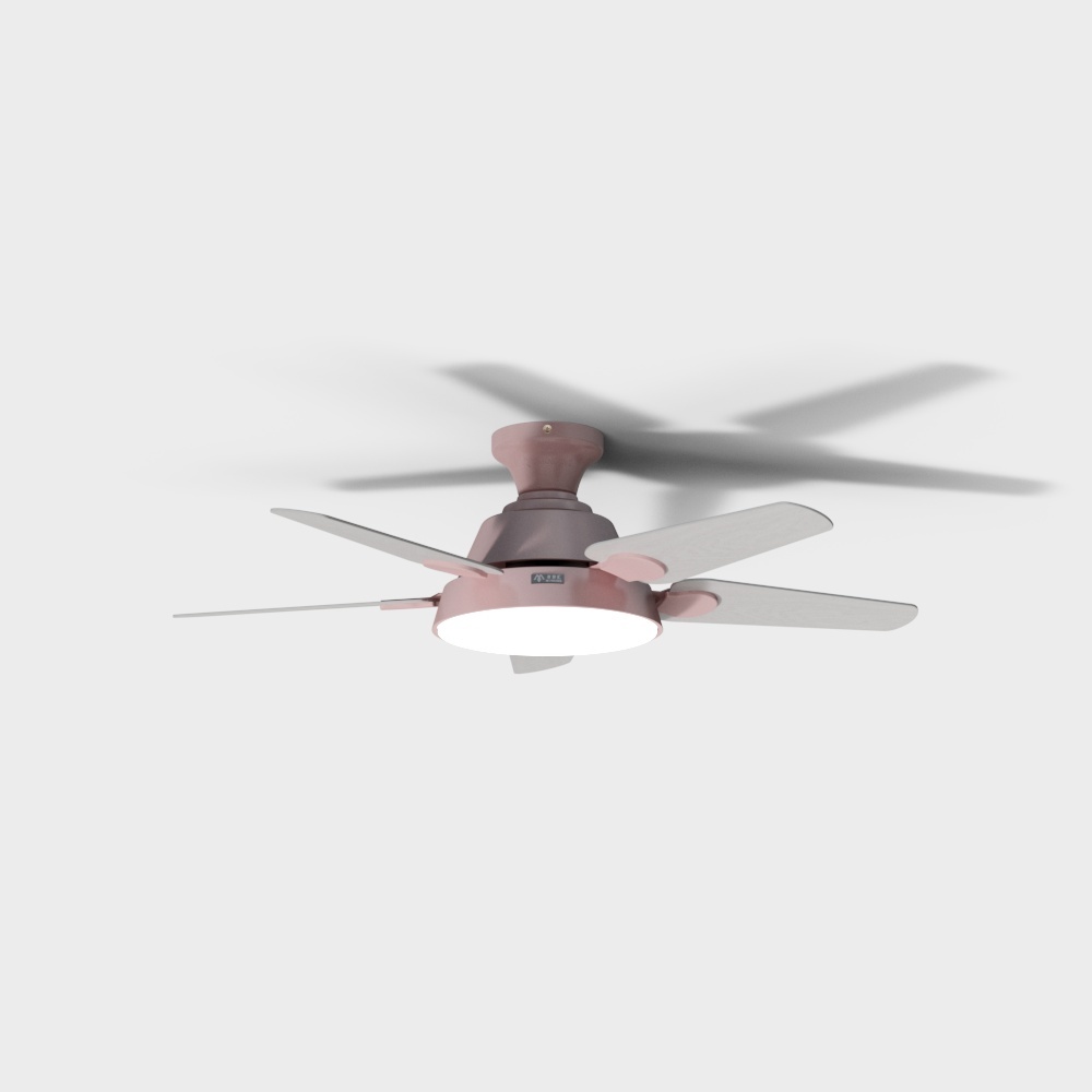 Elegant Pink Low-Poly Ceiling Fan 3D model