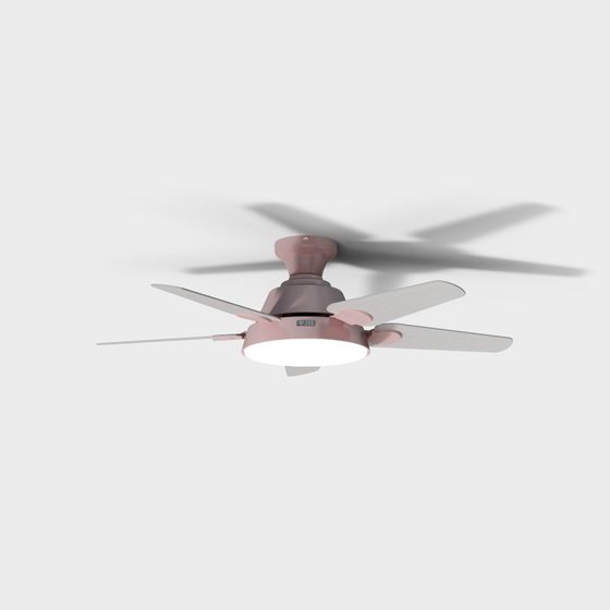 Chic Pink Low-Poly Ceiling Fan 3D model for Modern Interiors