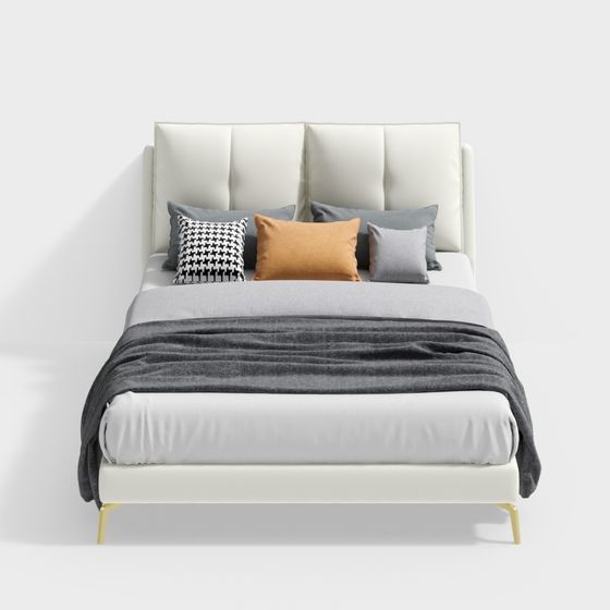 Elegant Minimalist Bed 3D model