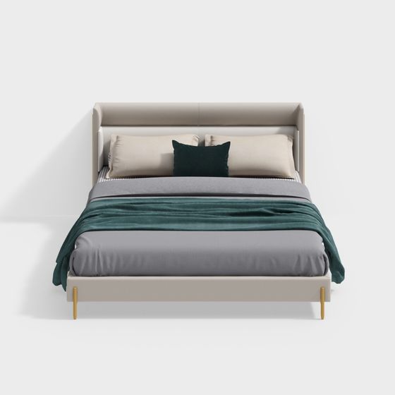 Elegant Minimalist Bed 3D model