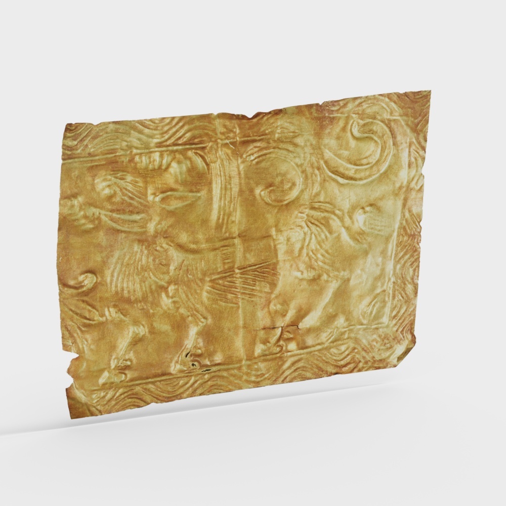 Vintage-Style 3D Relief Model with Heroic Warriors