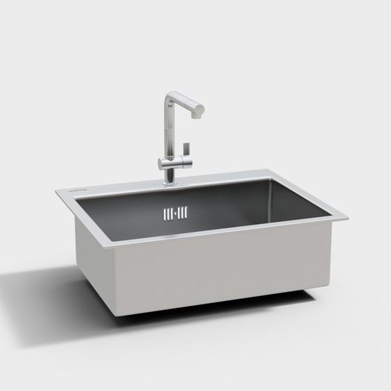 Gray Dish Basin 3D Model for Practical Kitchens