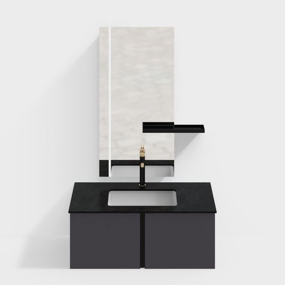 Elegant Black Bathroom Cabinet 3D model