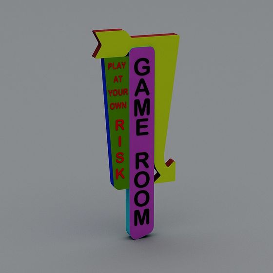 Retro Neon Game Room Sign 3D model
