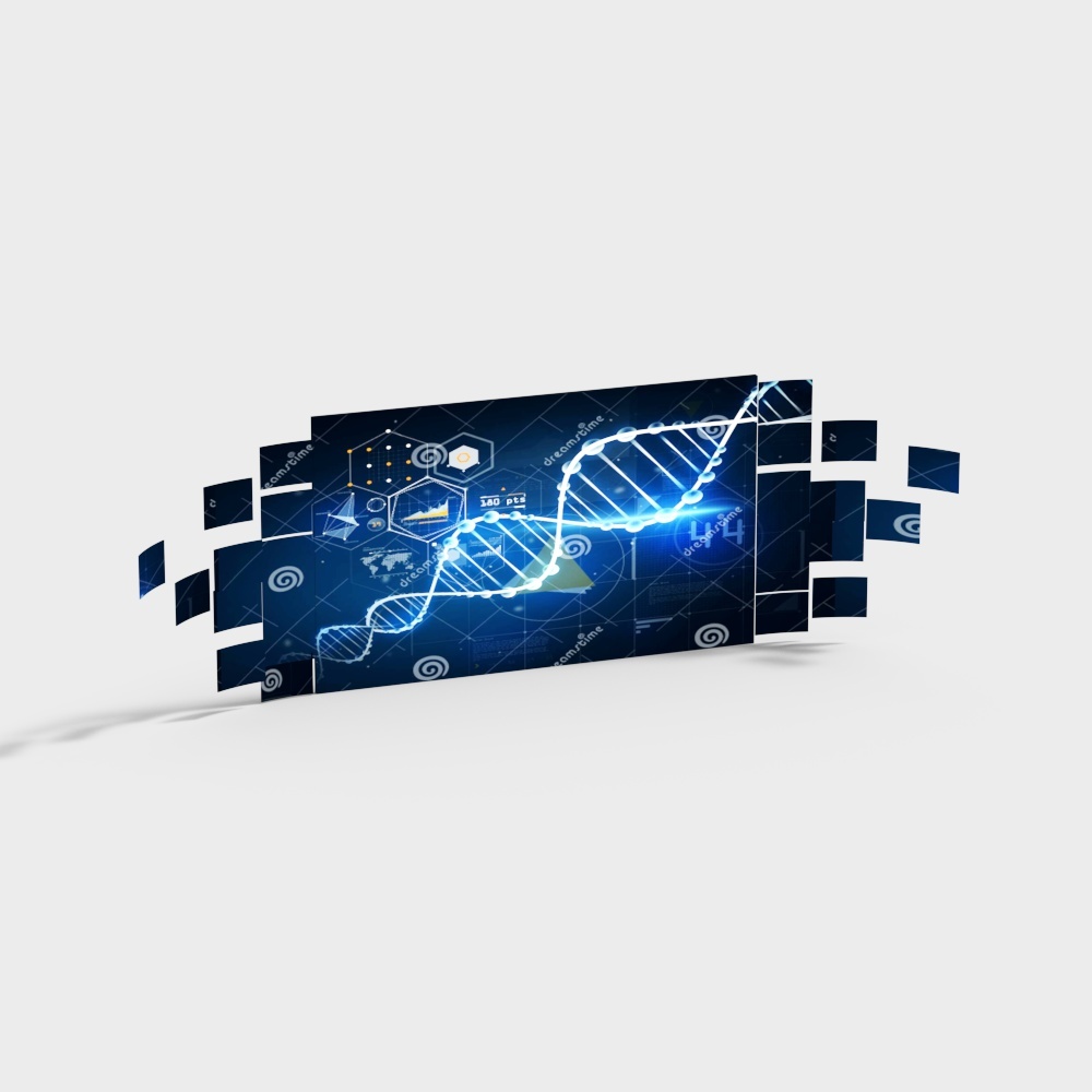 Low-Poly DNA Molecule Wall 3D model