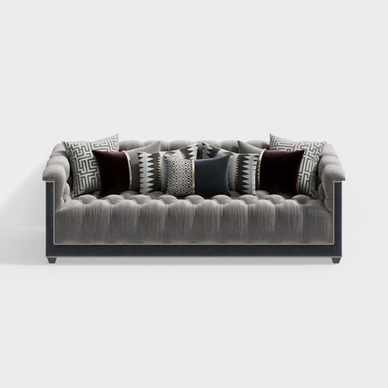 Chic Retro-Modern Sofa 3D model for Living Spaces