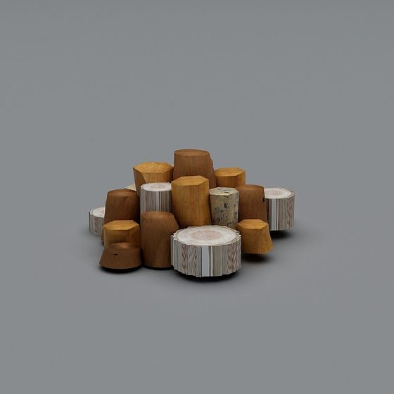 Unique Low-Poly Wooden Stumps 3D Model for Creative Projects