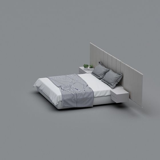 Modern Minimalist Bed 3D model