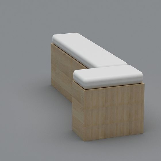 Minimalist Wooden Bench 3D model Design