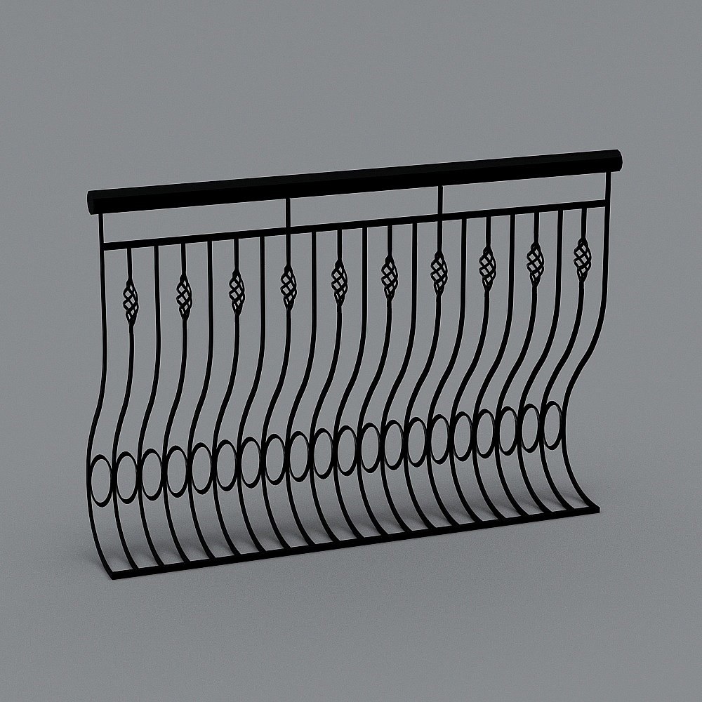 Elegant Low-Poly Iron Railing 3D model