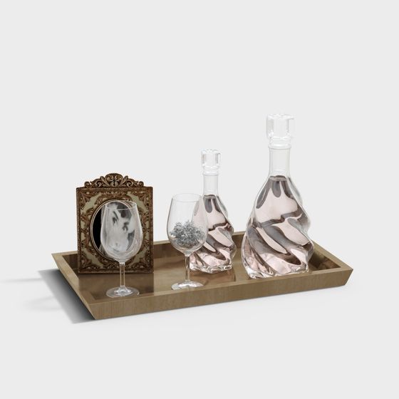 Elegant Vintage Modern Drinkware Set 3D model