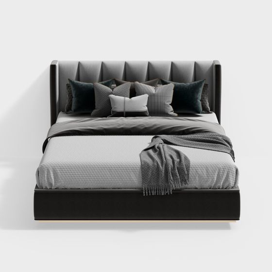 Stylish Modern Bed 3D model for Comfortable Spaces