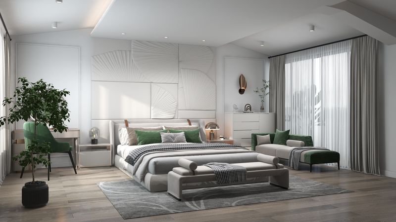 Modern Gray & Green Bedroom Design Ideas