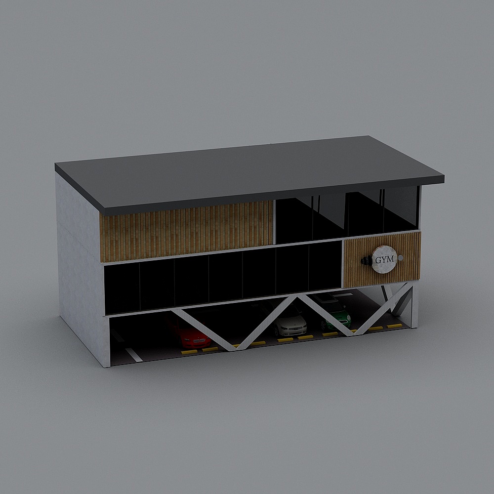 Urban Garage Low-Poly 3D Model