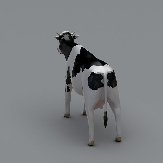 Realistic Black and White Cow 3D Model