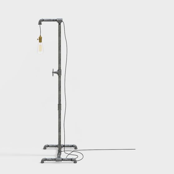Retro Pipe Lamp 3D Model for Industrial Aesthetic
