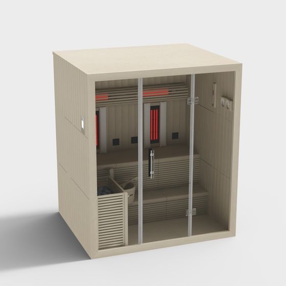 Charming Indoor Sauna Room 3D model