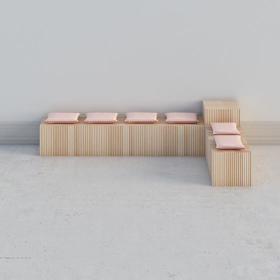 Wooden Lounge Area 3D model