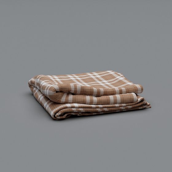 Stylish Modern Pillows and Blankets 3D Model in Earth Color