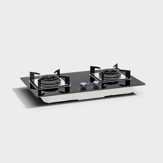 Sleek Double Stove 3D model for Modern Kitchens