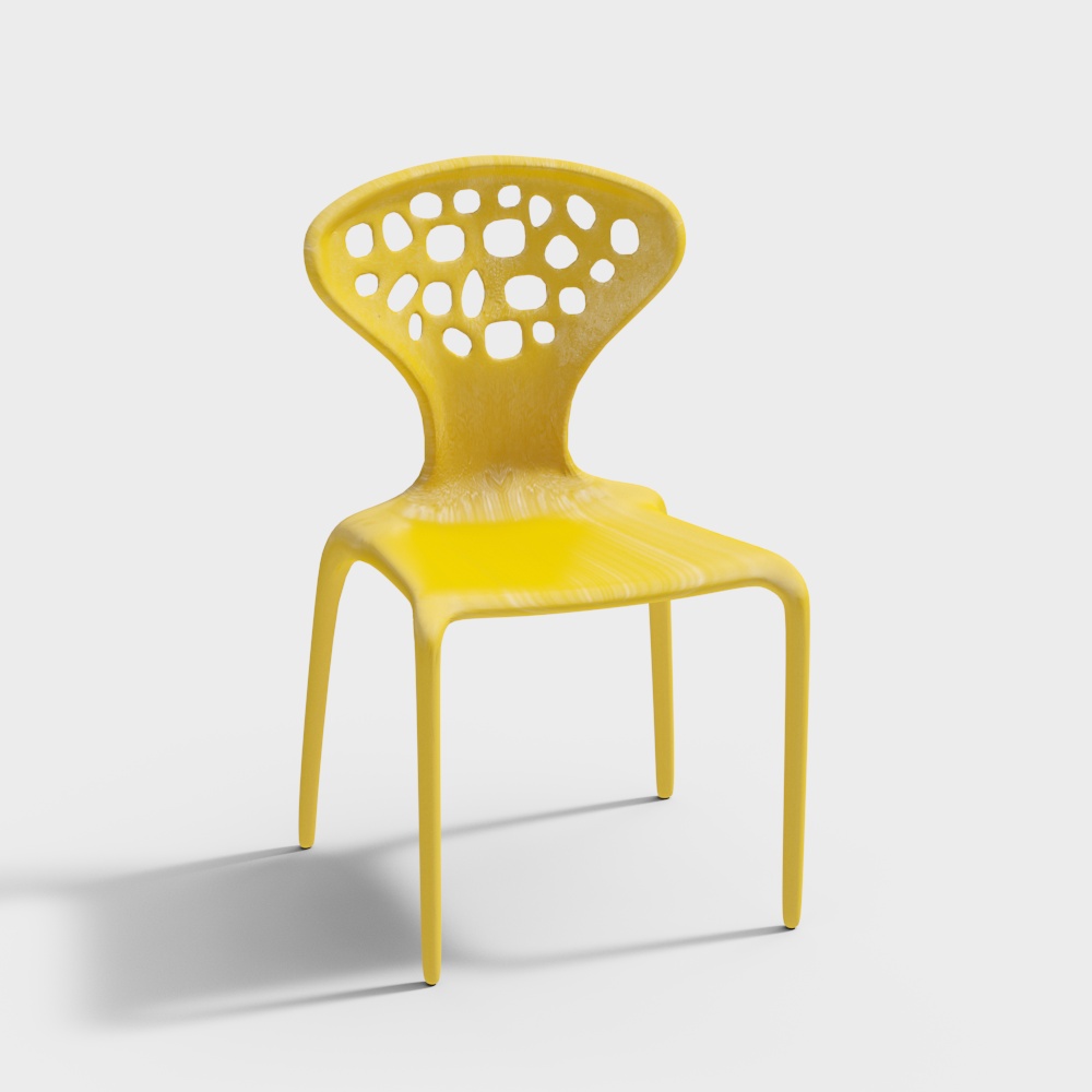 Luminous Seat 3D Model – Yellow Plastic Chair Design
