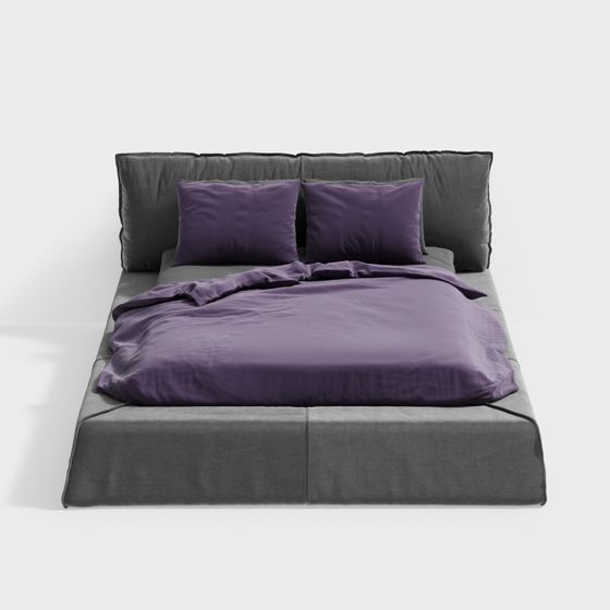 Stylish Minimalist Bed 3D model for Modern Interiors