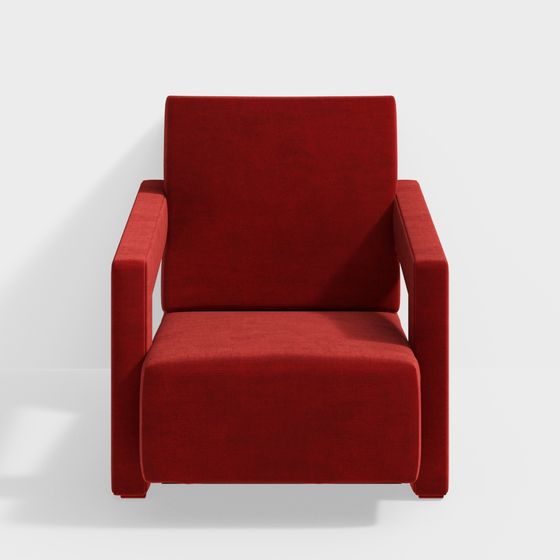 Stylish Red Low-Poly Sofa 3D model