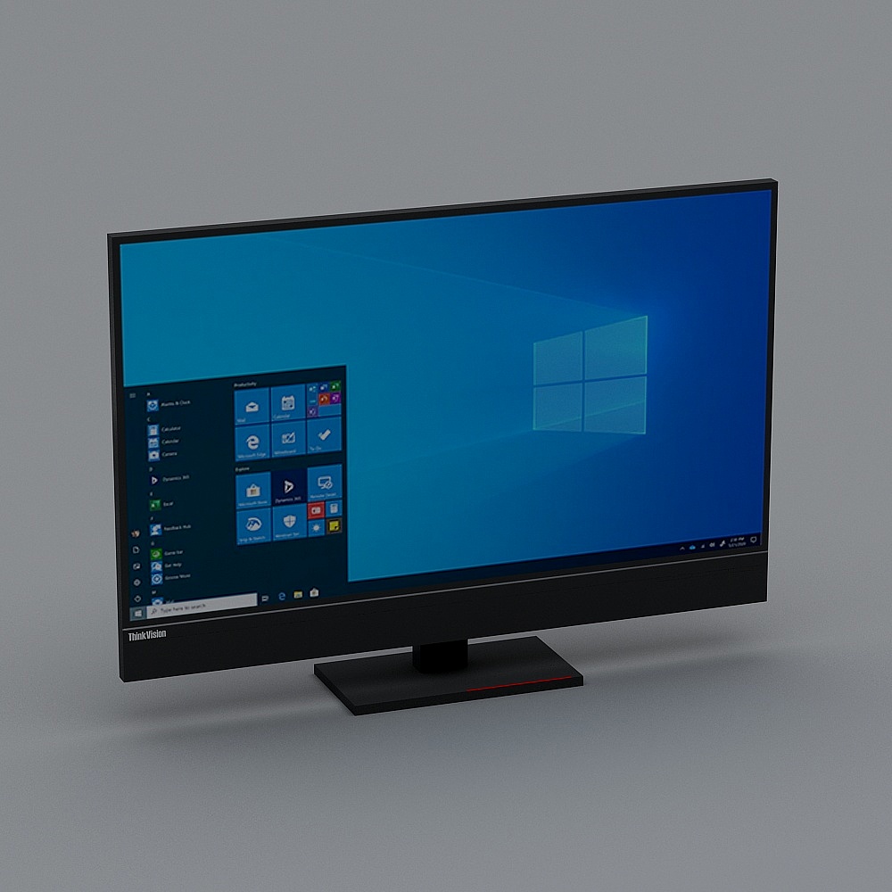 Realistic Low Poly ThinkVision Monitor 3D model