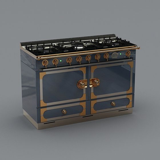 View of Elegant High-End Gas Stove 3D Model