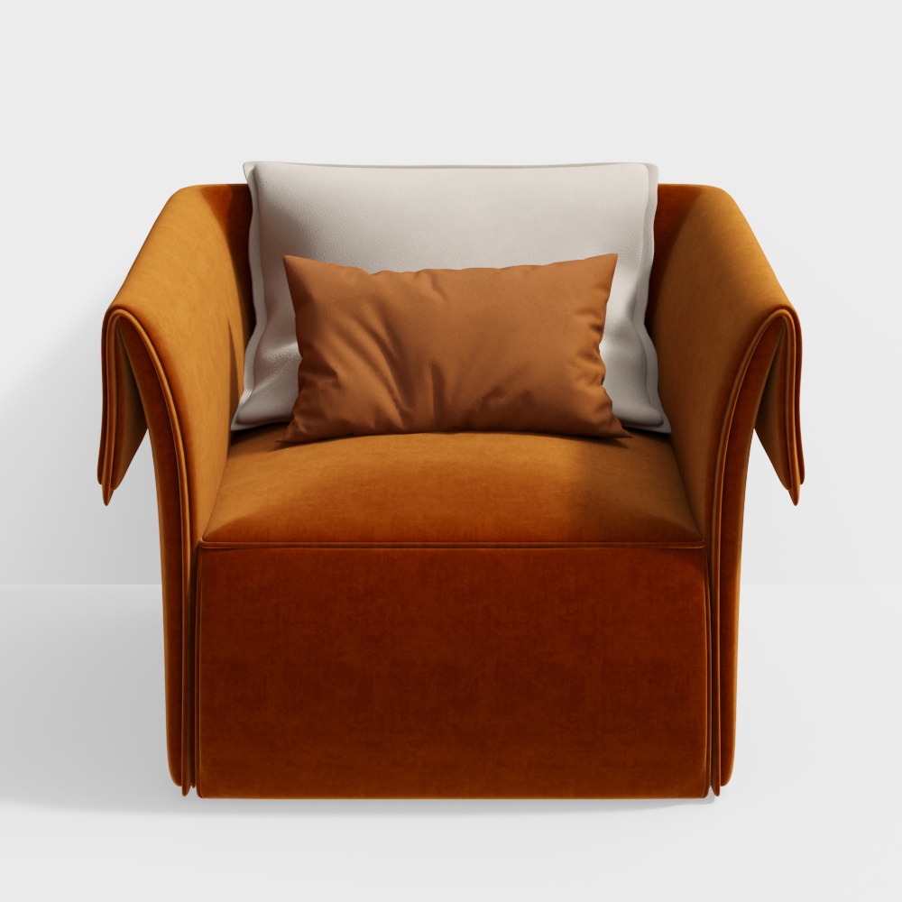 Red Square Print - Oriental Minimalism - Single Sofa - S2105