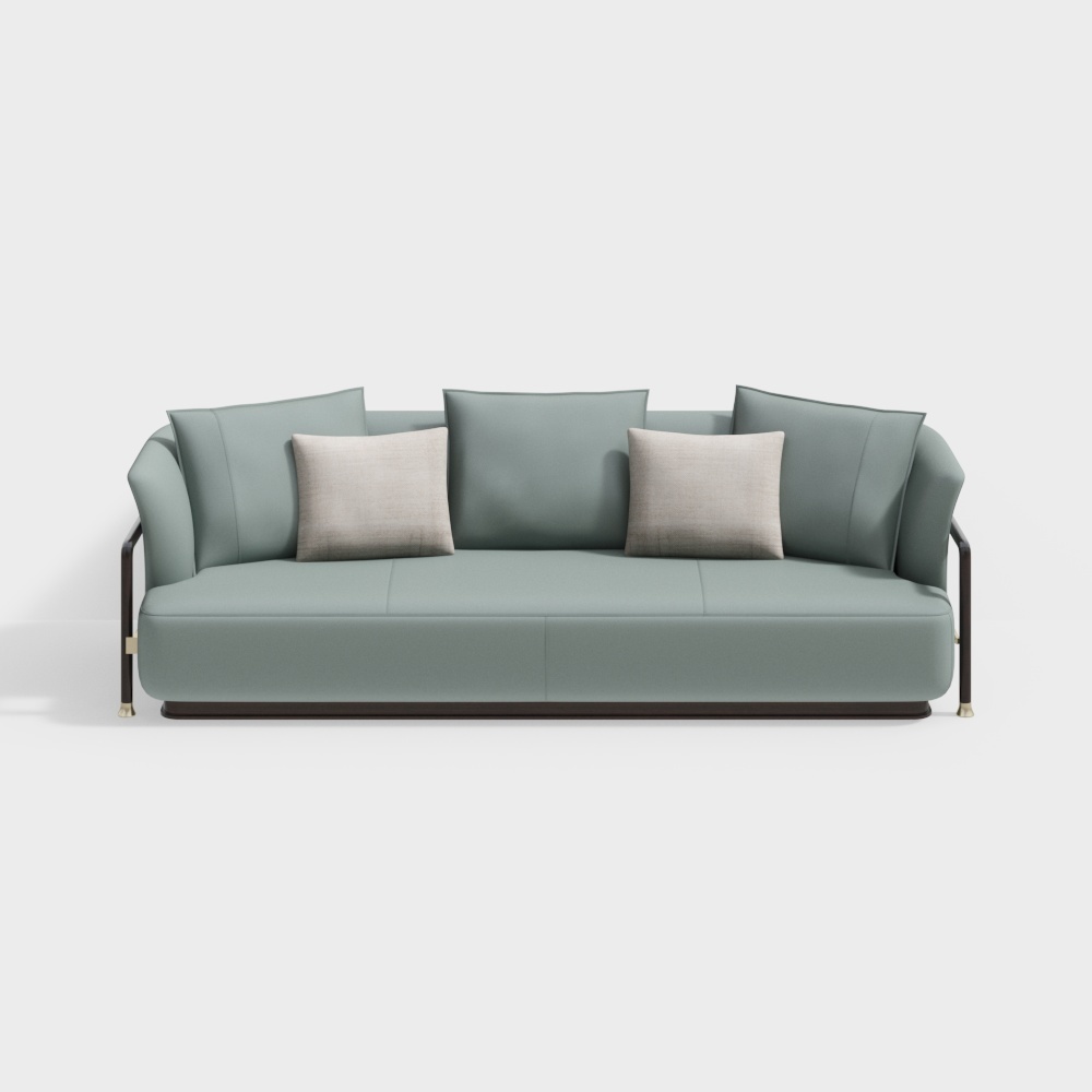 Red Square Print - Minimalist - Three-seater sofa - 2238