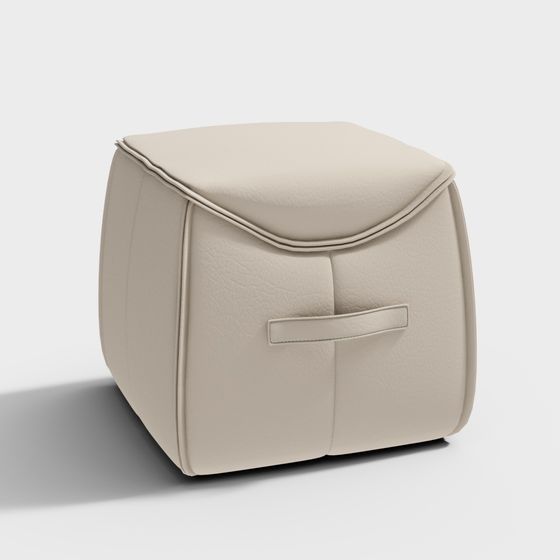 Roter Quadratdruck - Minimalistisch - Niedriger Hocker - 06 Trapez-Hocker