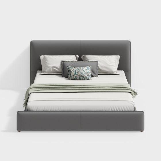Elegant Minimalist Bed 3D model