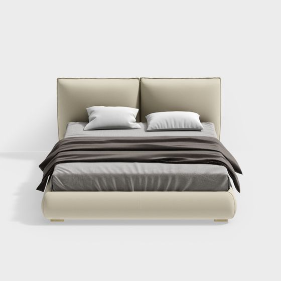 Elegant Low-Polygon Bed 3D model for Modern Interiors