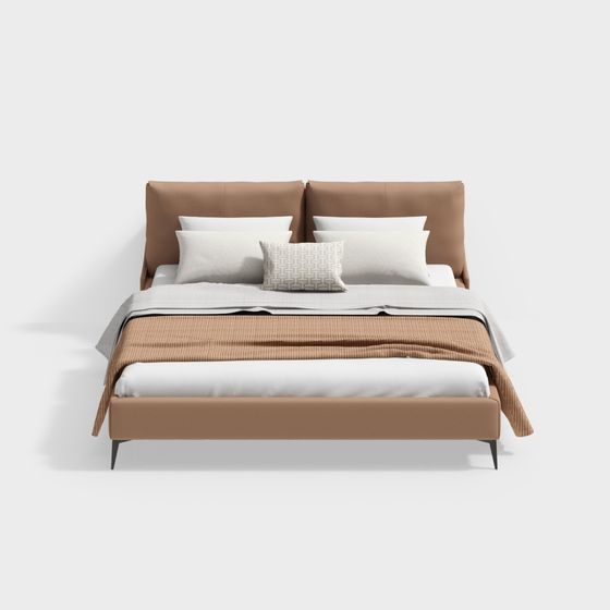 Elegant Low-Poly Bed 3D model for Modern Interiors