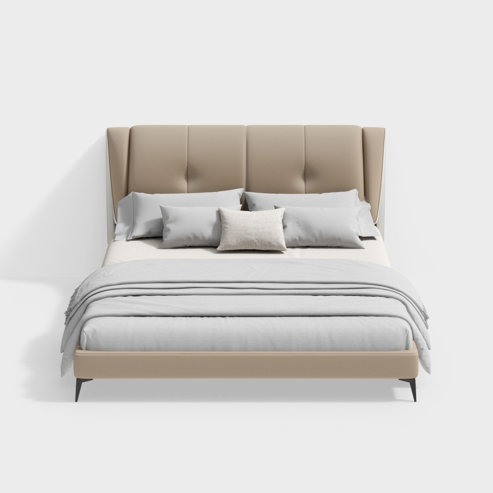 Red Square Seal - Oriental Minimalism - Bed - P2077