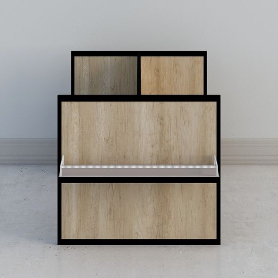 Stylish Low-Poly Wooden Bookshelf 3D model