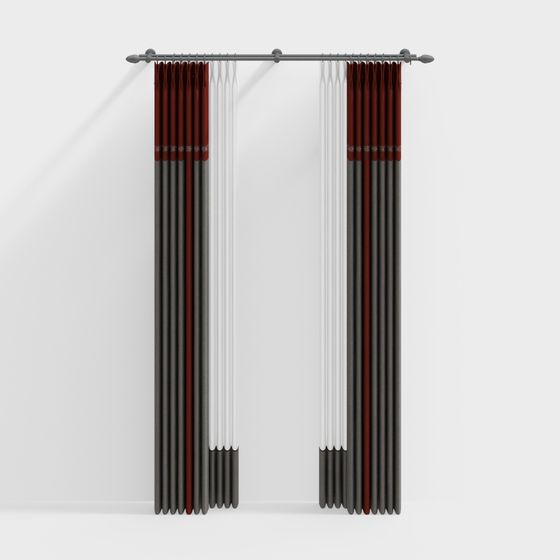 Elegant Low-Polygon Curtain 3D model
