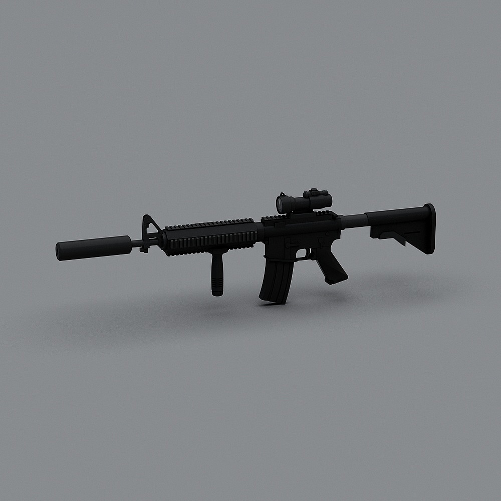 Quiet Hunter 3D Model - Low Polygon Rifle